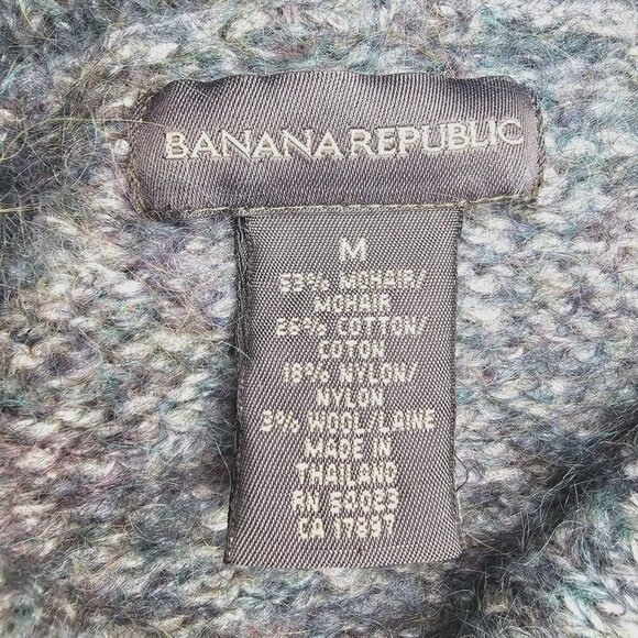 Banana Republic Crop Turtleneck Sweater Roll Hem Mohair Wool Blend Womens M Teal - Picture 5 of 6